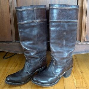 FRYE Dark Brown Leather Riding Boots
